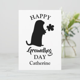 2 februari | Lycklig Groundhog Day Personlig Namn Julkort