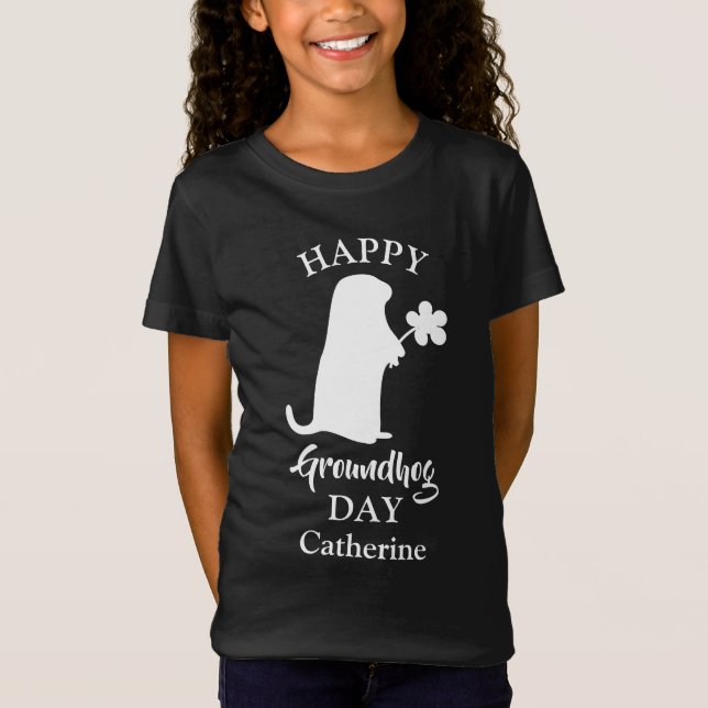 2 februari | Lycklig Groundhog Day Personlig Namn T Shirt (Framsida)