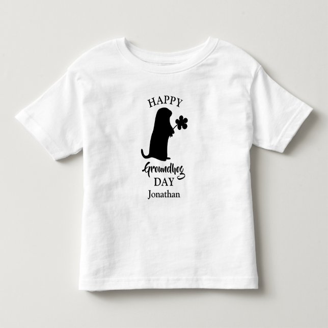 2 februari | Lycklig Groundhog Day Personlig Namn T Shirt (Framsida)