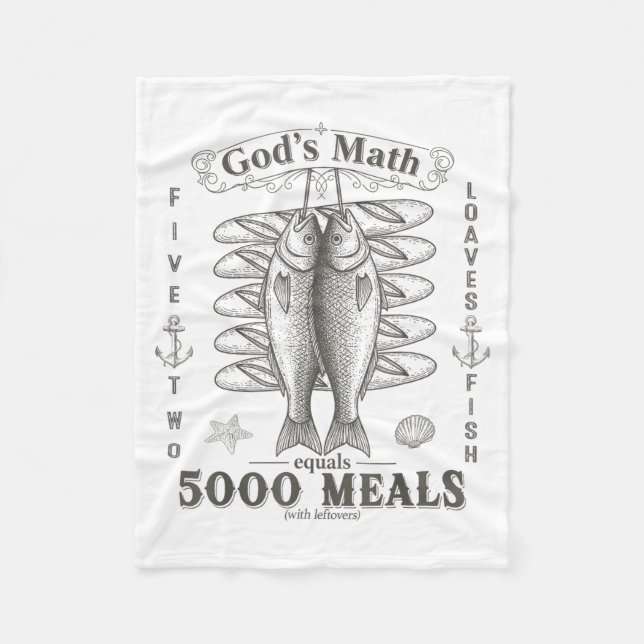 2 Fishes 5 Breads Jesus Feeds The 5000 Christian B Fleecefilt (Framsidan)