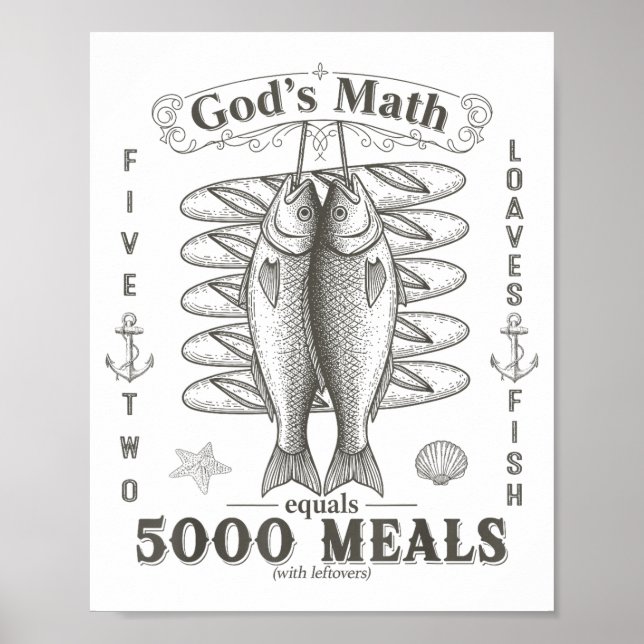 2 Fishes 5 Breads Jesus Feeds The 5000 Christian B Poster (Framsidan)