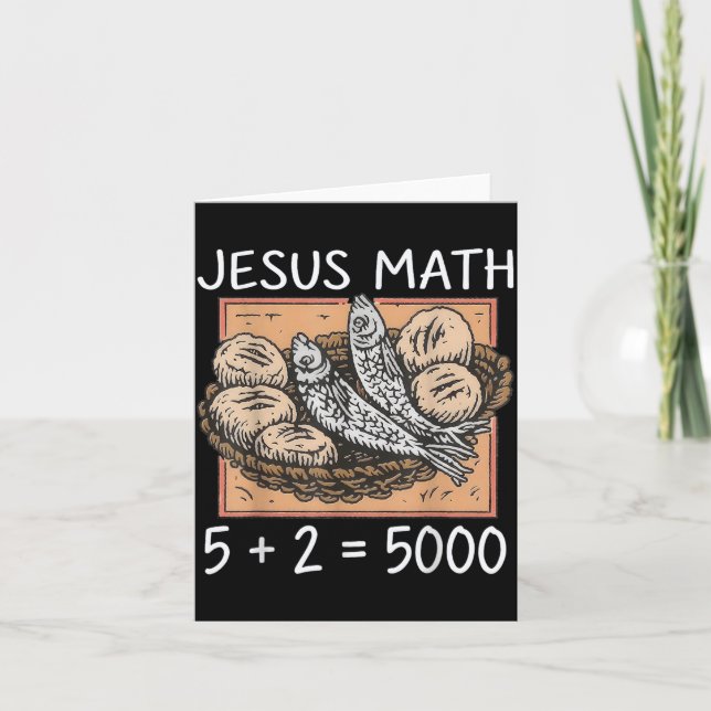 2 Fiskar 5 Bröd Jesus Mäter De 5000 Kristna Kort (Framsida)