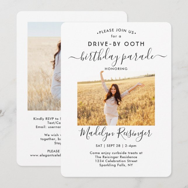 2 Födelsedagsfest för Avstånd av foto-enhet vid So Inbjudningar (Fram/baksida)