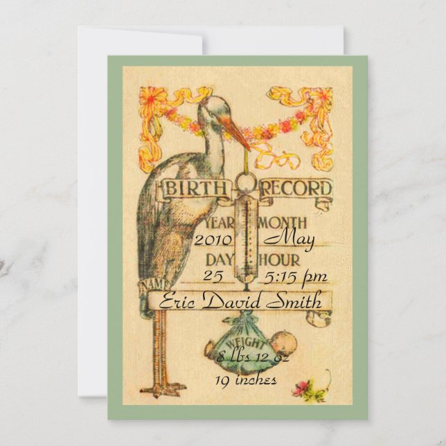 2 Födelsemeddelande om SidoVintage Stil Meddelande (Framsida)