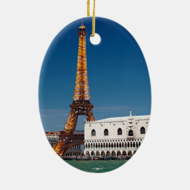 2 för 1 Venedig och Paris - Blandad värld Julgransprydnad Keramik (Baksidan)