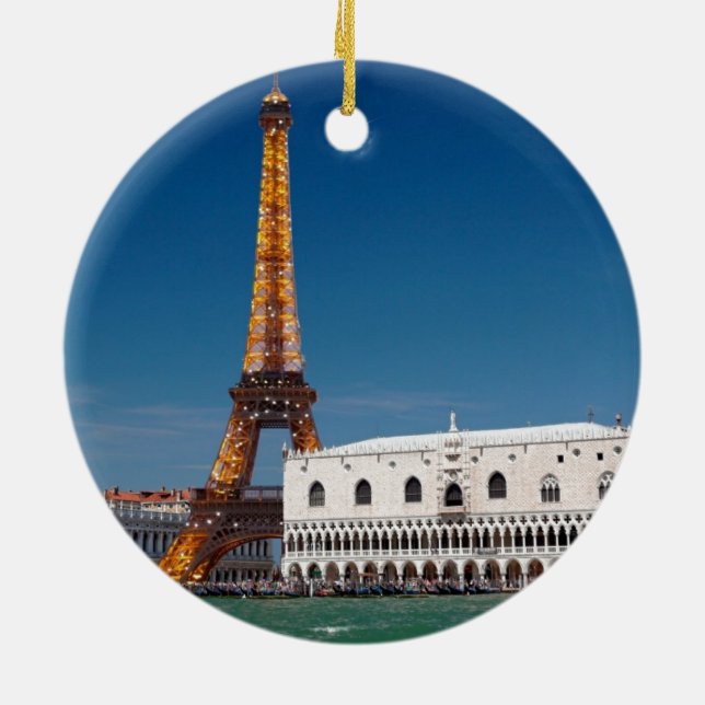 2 för 1 Venedig och Paris - Blandad värld Julgransprydnad Keramik (Baksidan)