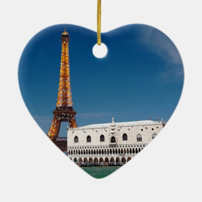 2 för 1 Venedig och Paris - Blandad värld Julgransprydnad Keramik (Baksidan)