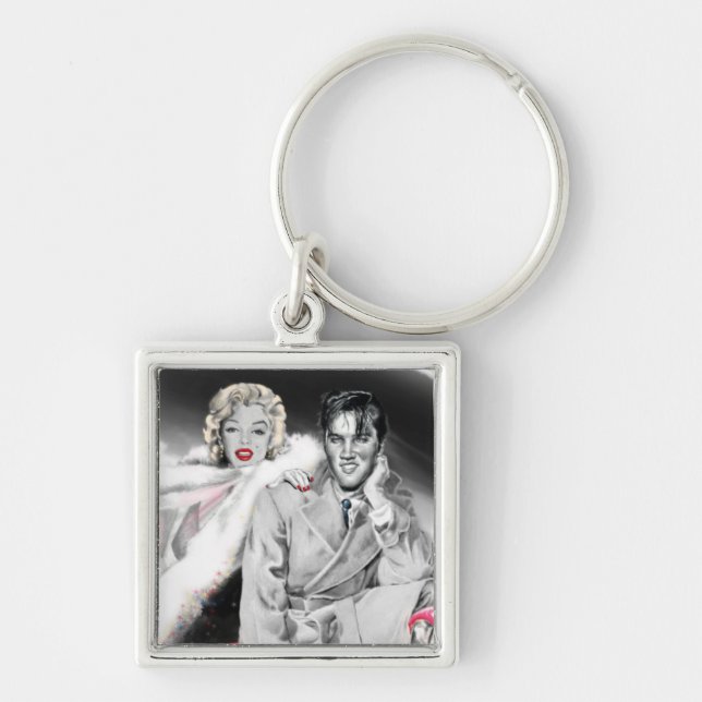 2 för vägen fyrkantig silverfärgad nyckelring (Framsidan)