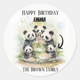 2 Föräldrar 3 barn - Familjefödelsedag för vattenf Runt Klistermärke