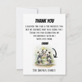 2 Föräldrar 3 Barn - Vattenfärg Familjefödelsedag Tack Kort