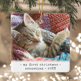 2 Fotera valfri text Min första julklapp | HUND |  Julgransprydnad Keramik