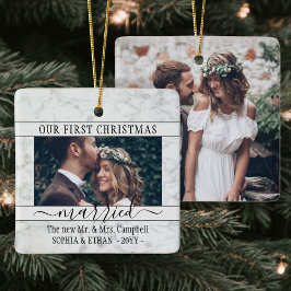 2 Foto 1:a jultomten Gift Elegant Faux Marble Julgransprydnad Keramik