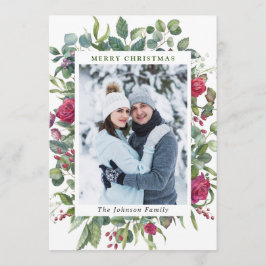 2 FOTO Akvarell Vinterrosor Blommor Jul Julkort