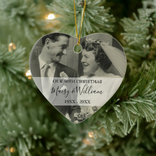 2 Foto Alla jubileumsår jul bröllop Julgransprydnad Keramik