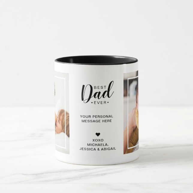 2-foto "Best Pappa någonsin"-meddelande och Namn Mugg (Center)