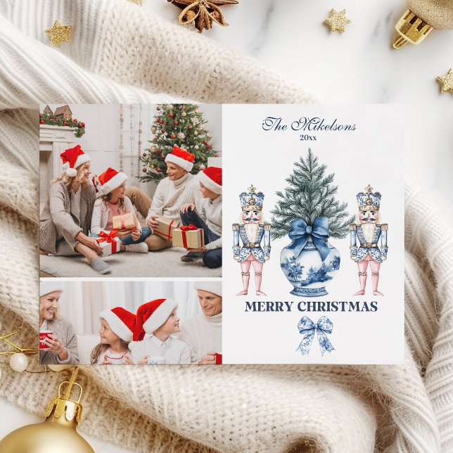 2 Foto Blå Chinoiserie Nötknäppare Jul Julkort (Skapare uppladdad)