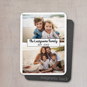 2 Foto Collage Familjenamn KAN REDIGERA FÄRG Magnet