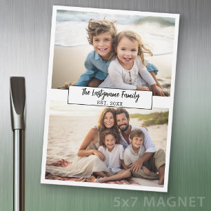2 Foto Collage Familjenamn - Kylskåpsmagnet