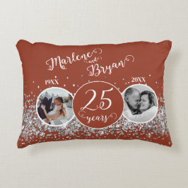 2 Foto "Då och Nu" Silverbröllop  Prydnadskudde