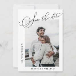 2 Foto Elegant Calligraphy Bröllop Spara Datumet