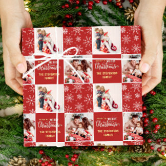 2 Foto Elegant Glad Jul Röd Presentpapper