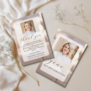 2 Foto Elegant Modern Begravning Sympati Minnesstu Tack Kort
