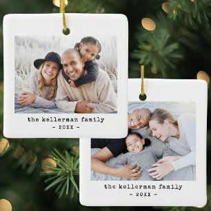 2 Foto Enkel Minimalistisk Maskinskrivarpresent Julgransprydnad Keramik