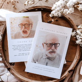 2-Foto Enkel Modern Kärleksfull Minnes- Begravning Tack Kort