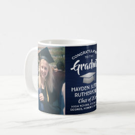 2 Foto Examen Borstad Marinblå Vit Silver Kaffemugg
