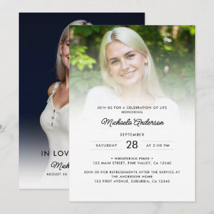 2-Foto Firande av Liv/ Begravning/ Minnesstund Inbjudningar