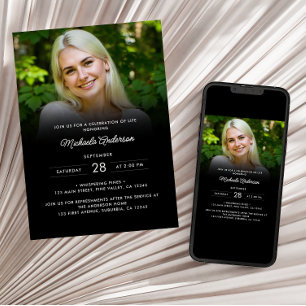 2-foto Firande av liv/Funeral/Minnesstund Inbjudningar