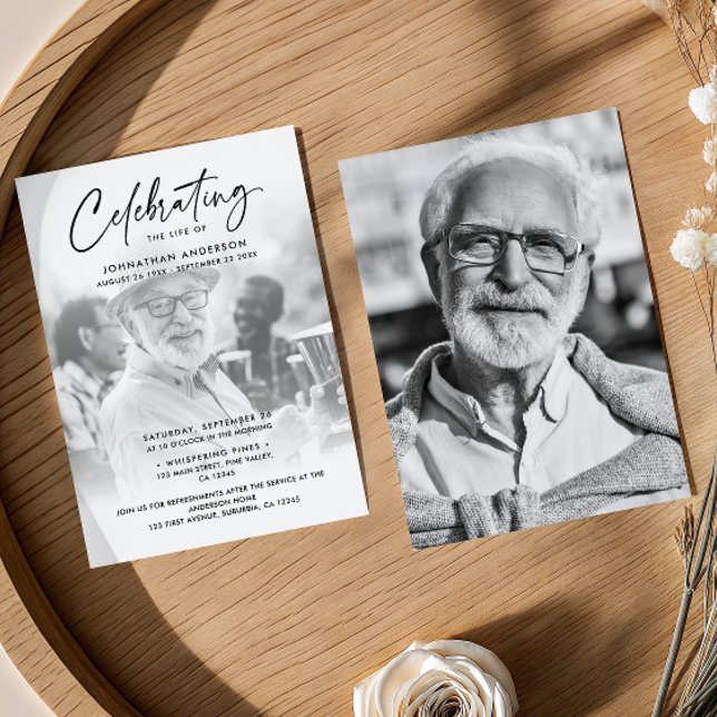 2-Foto Firande av Livet/Begravning/Minnesstund Inbjudningar (Skapare uppladdad)