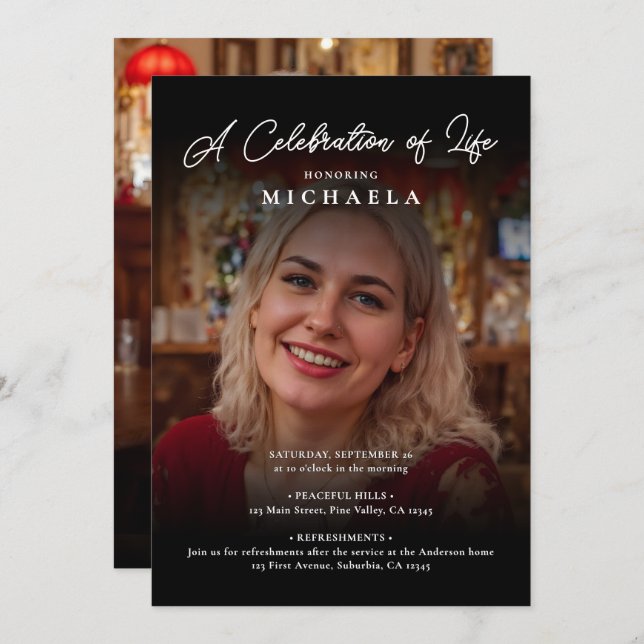 2-foto Firande i Life/Funeral/Memorial Inbjudningar (Fram/baksida)