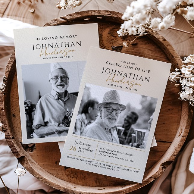 2-foto Firande i Life/Funeral/Memorial Inbjudningar (Skapare uppladdad)