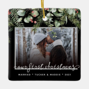 2 Foto Första jul - Gift med fotopateneri Julgransprydnad Keramik