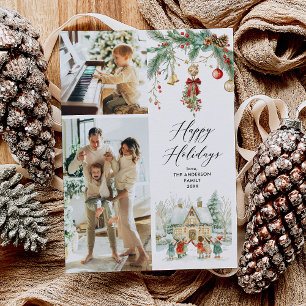 2 Foto Glad helg Cute Carolers Winter Scene Julkort