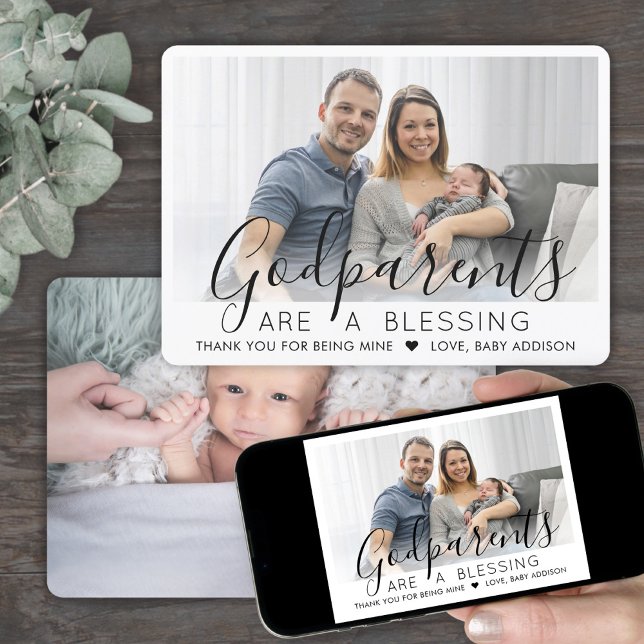 2 Foto Godföräldrar Modern Baptism eller Christeni Tack Kort (Skapare uppladdad)