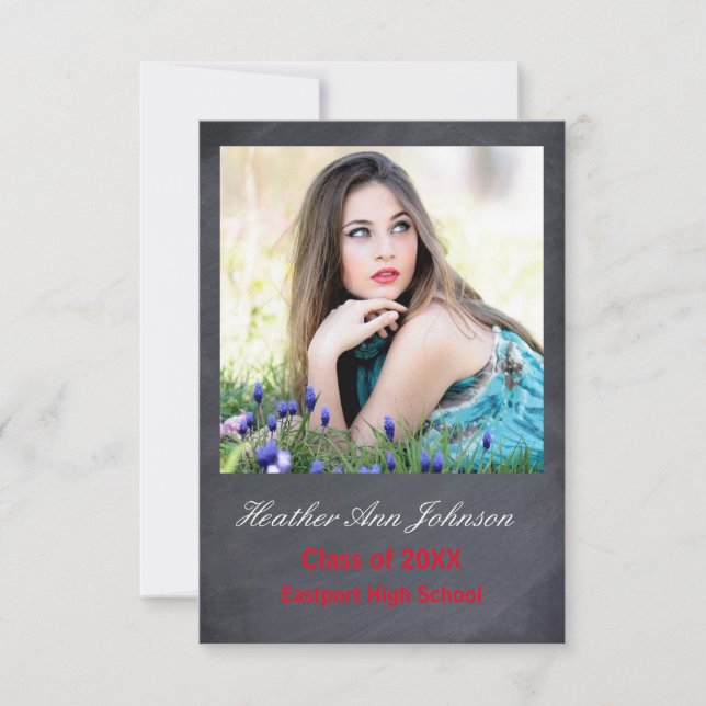 2 Foto-Grått-Lodrät - 3 x 5 Grad-meddelande Inbjudningar (Framsida)