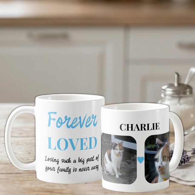 2 Foto Husdjur Förlust Minnessak Blå Kaffemugg (Skapare uppladdad)