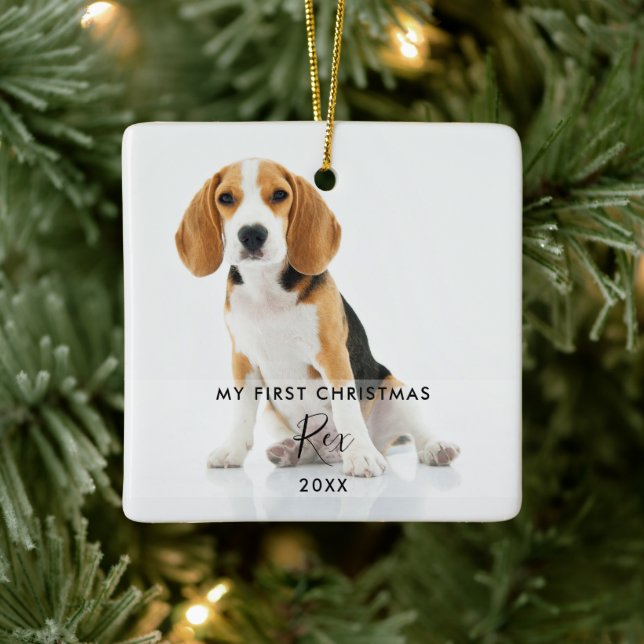 2 Foto Husdjur Hund Katt Min Första Jul Julgransprydnad Keramik (Träd)