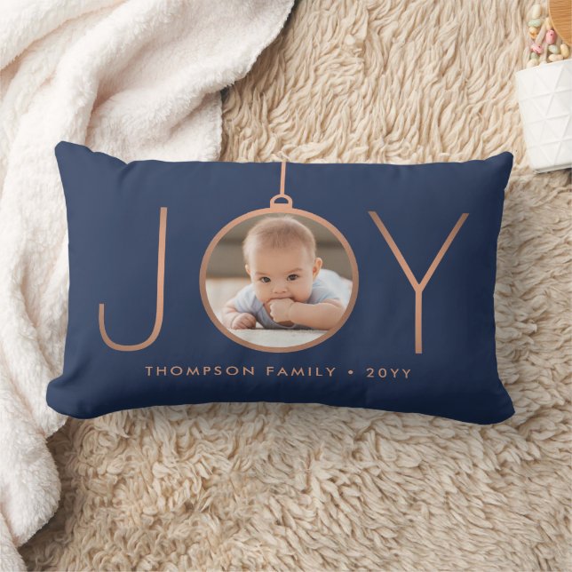 2 Foto JOY Navy Blue Copper Chic Modern jul Lumbarkudde (Filt)