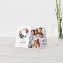 2 FOTO Julkrans med julstjärna och järnekrispig ju Helgkort