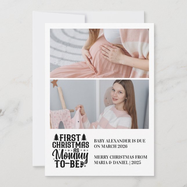 2 Foto Mamma som ska vara julafton Gravid Julkort (Framsida)