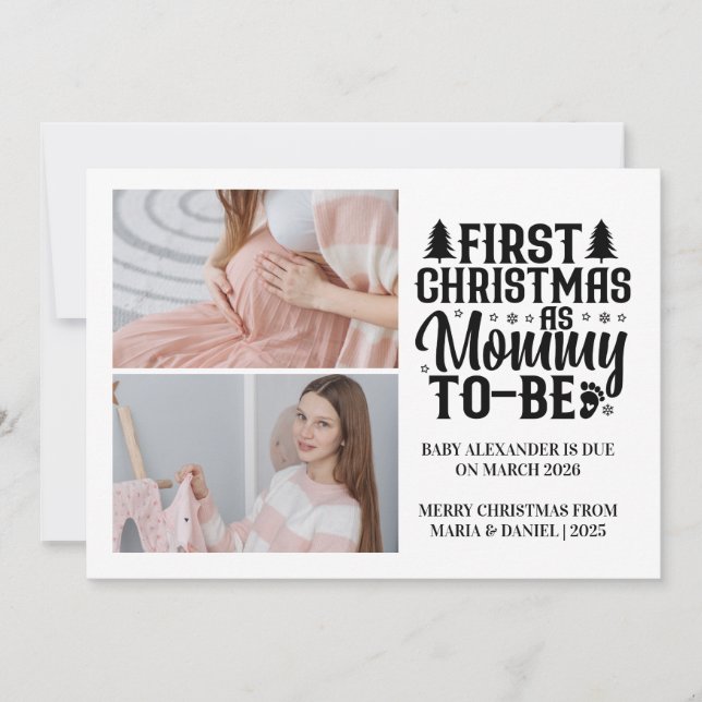 2 Foto Mamma som ska vara julafton Gravid Julkort (Framsida)