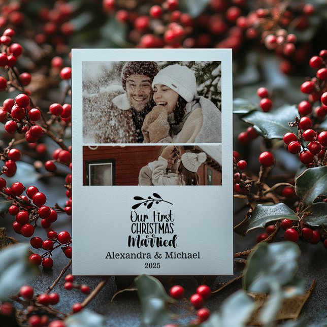 2 Foto Minimalistisk Vår Första Jul Som Gifta Julkort (Skapare uppladdad)