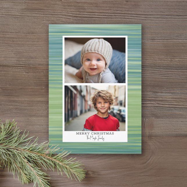 2 Foto - Modern Abstrakt Blue - Snabbhämtning Julkort (Online Christmas Card with 2 Photos and a Modern Abstract Background - Print and Download Options)