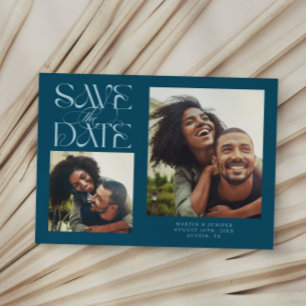 2 Foto Mystisk Modern Typografi Turkos Spara Datumet