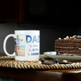 2 Foto PAPPA, mannen Myth Legend Modern Blue Type Kaffemugg
