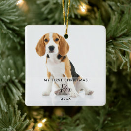2 Foto Pet Hund Cat Min första jul Julgransprydnad Keramik