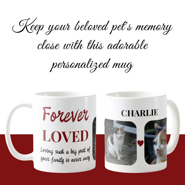 2 Foto Pet Loss Keepsak Pet Memorial-burgundy Kaffemugg (Skapare uppladdad)